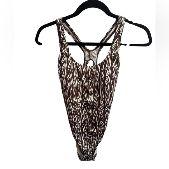 Speedo Other - SPEEDO Endurance Women's Chevron One-Piece Swimsuit Brown Tan Racer SZ 6 EUC